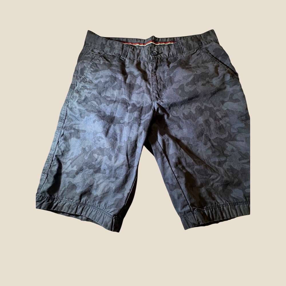 Buffalo David Bitton Empire Regular Camo Shorts Mens 32 Charcoal Grey Chino